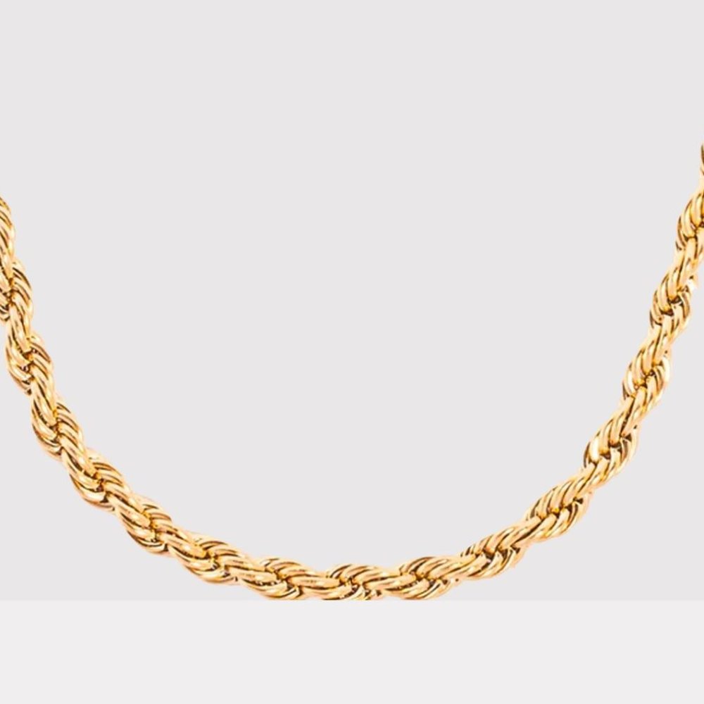 HEY HARPER Thin Silhouette Rope Chain Necklace 14K Gold PVD NWT